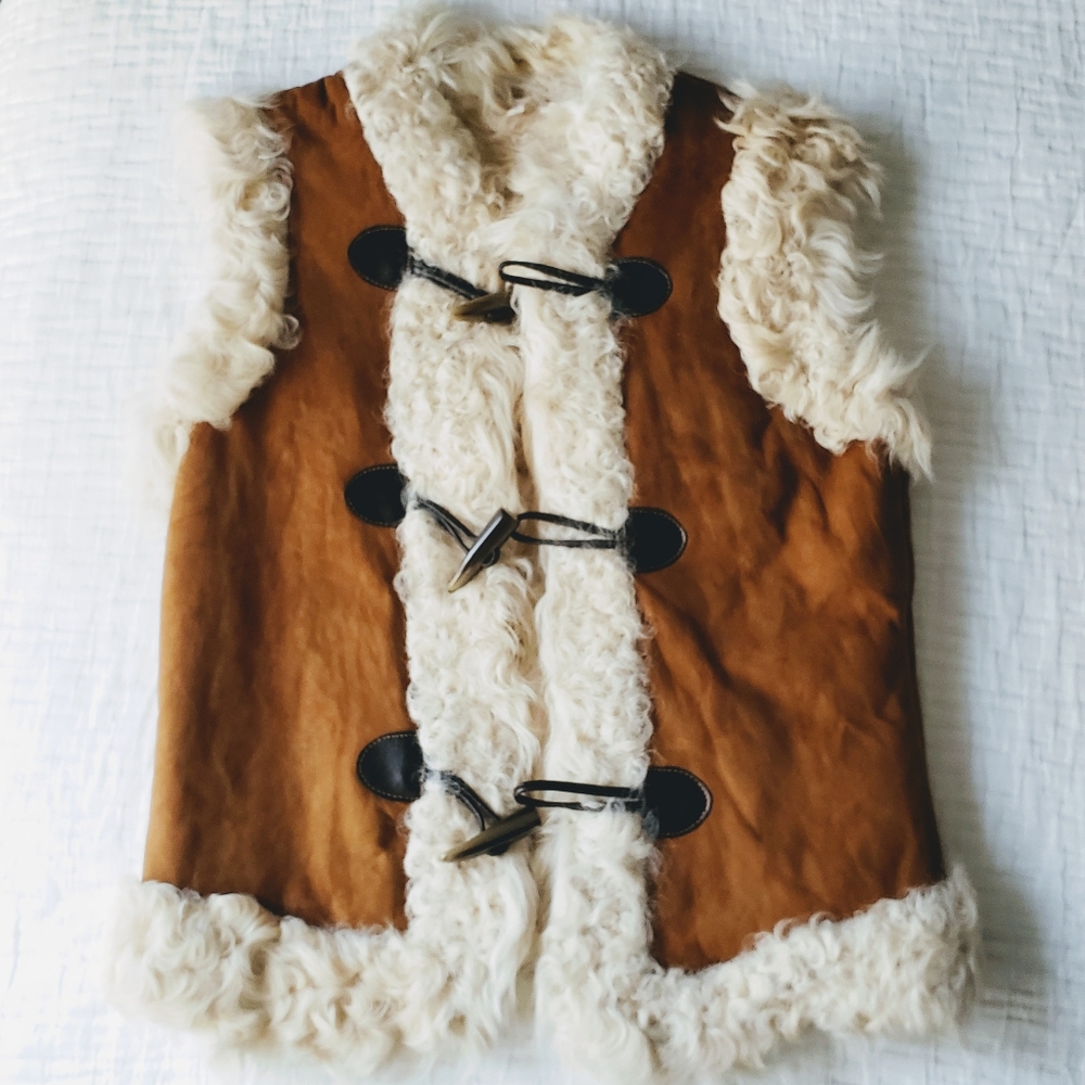 Joie Brown and Cream Shearling Vest